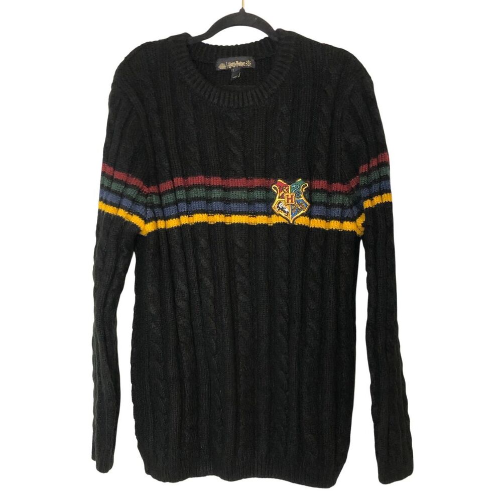 Wizarding World of Harry Potter Hogwarts Crest Cable Knit Sweater- Size XL